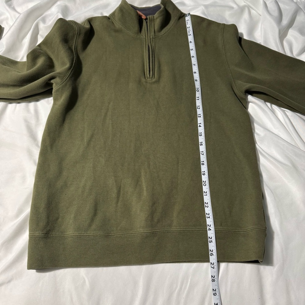 Land’s End 1/4 Zip Sweater | 100% Cotton | Size M/T (38–40) | Olive Green - Picture 8 of 9